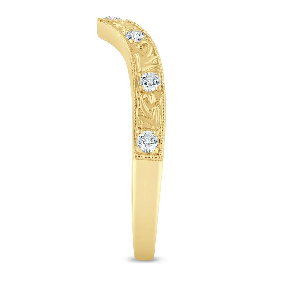 Lab Grown Diamond Engraved Contour Band in 14K Yellow Gold (1/7 ct. tw.) – Image 3 of 3