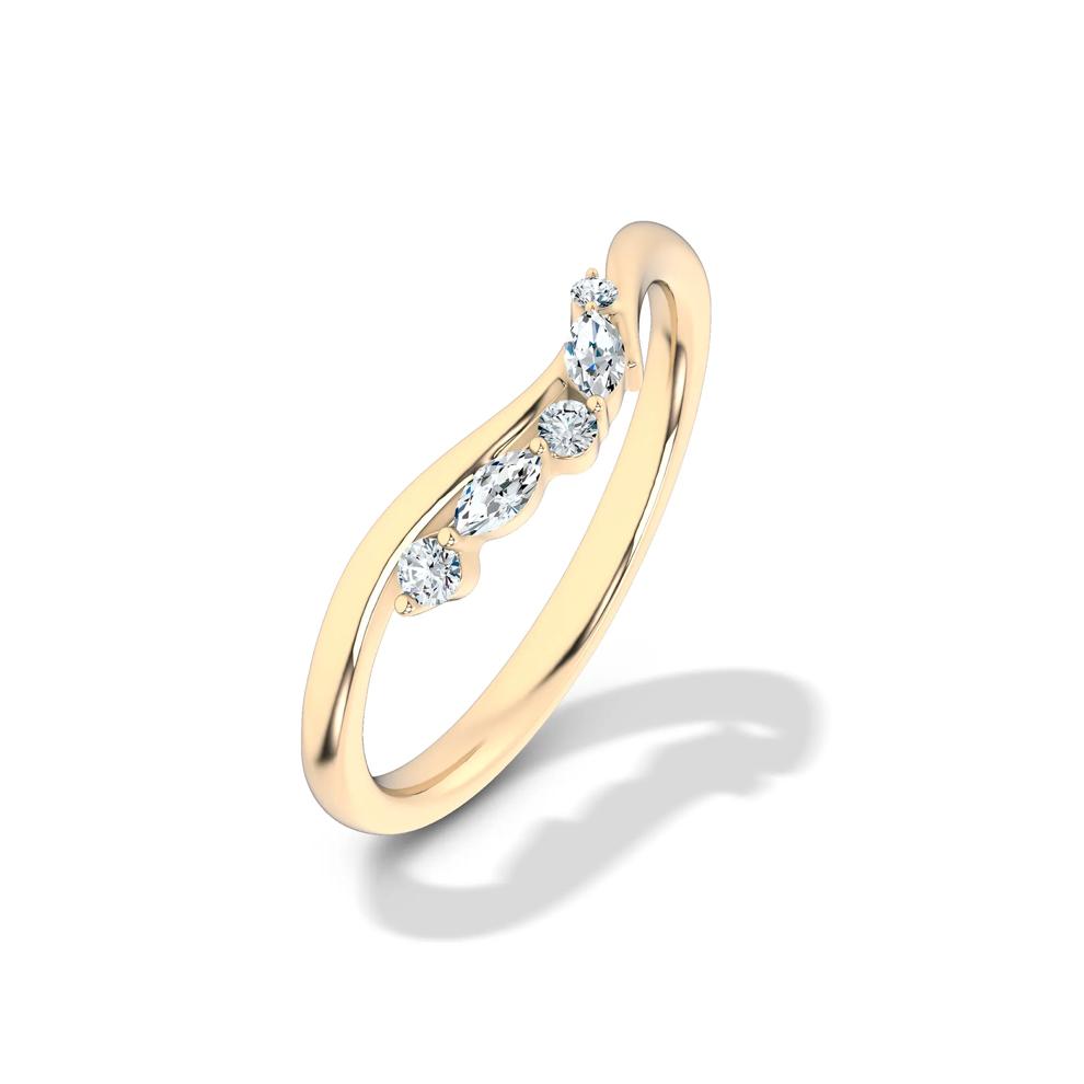 Lab Grown Diamond Offset Contour Band in 14K Yellow Gold (1/10 ct. tw.) – Image 4 of 4