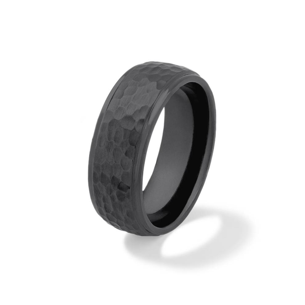 Men&rsquo;s Grooved Edges Wedding Band in Black Zirconium, 8mm – Image 4 of 4