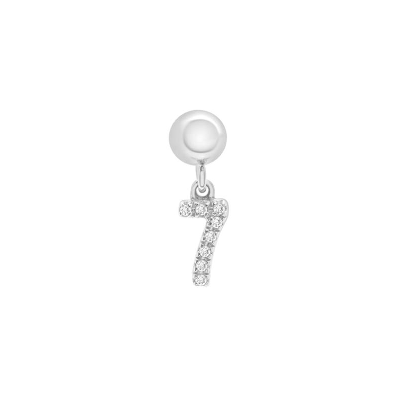 Diamond Accent Number 7 Bead Charm in Sterling Silver – Image 1 of 3
