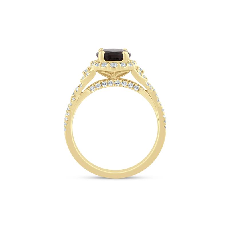 Afton Smoky Quartz and Diamond Engagement Ring in 14K Yellow Gold (1/2 ct. tw.) – Image 2 of 3