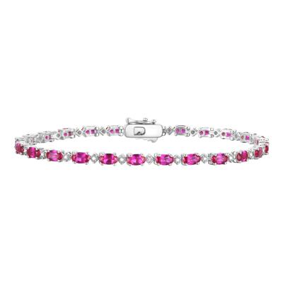 Lab Created Ruby & Diamond Bracelet in Sterling Silver