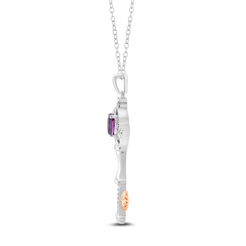 Amethyst and Diamond Accent Ariel Key Pendant in Sterling Silver and 10K Rose Gold – Image 2 of 3