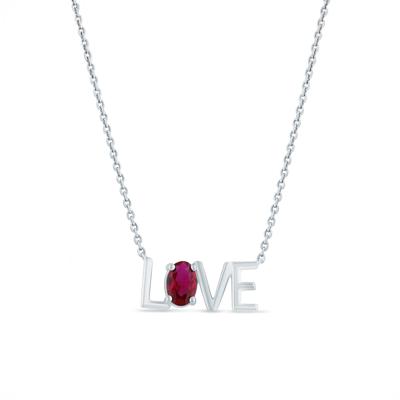 Lab-Created Ruby Love Necklace in Sterling Silver