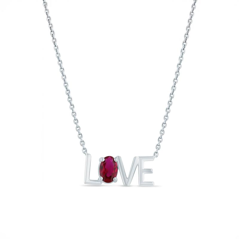 Lab-Created Ruby Love Necklace in Sterling Silver – Image 1 of 3