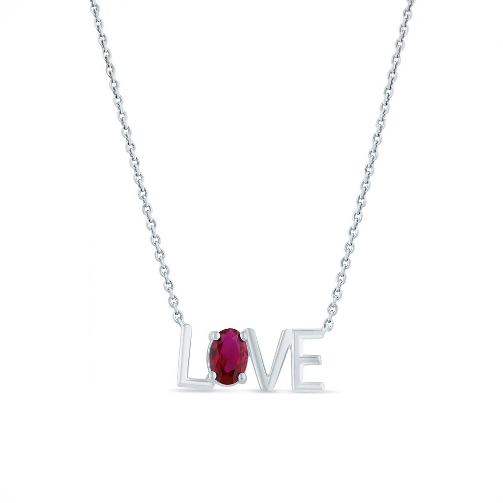Lab-Created Ruby Love Necklace in Sterling Silver – Image 1 of 3