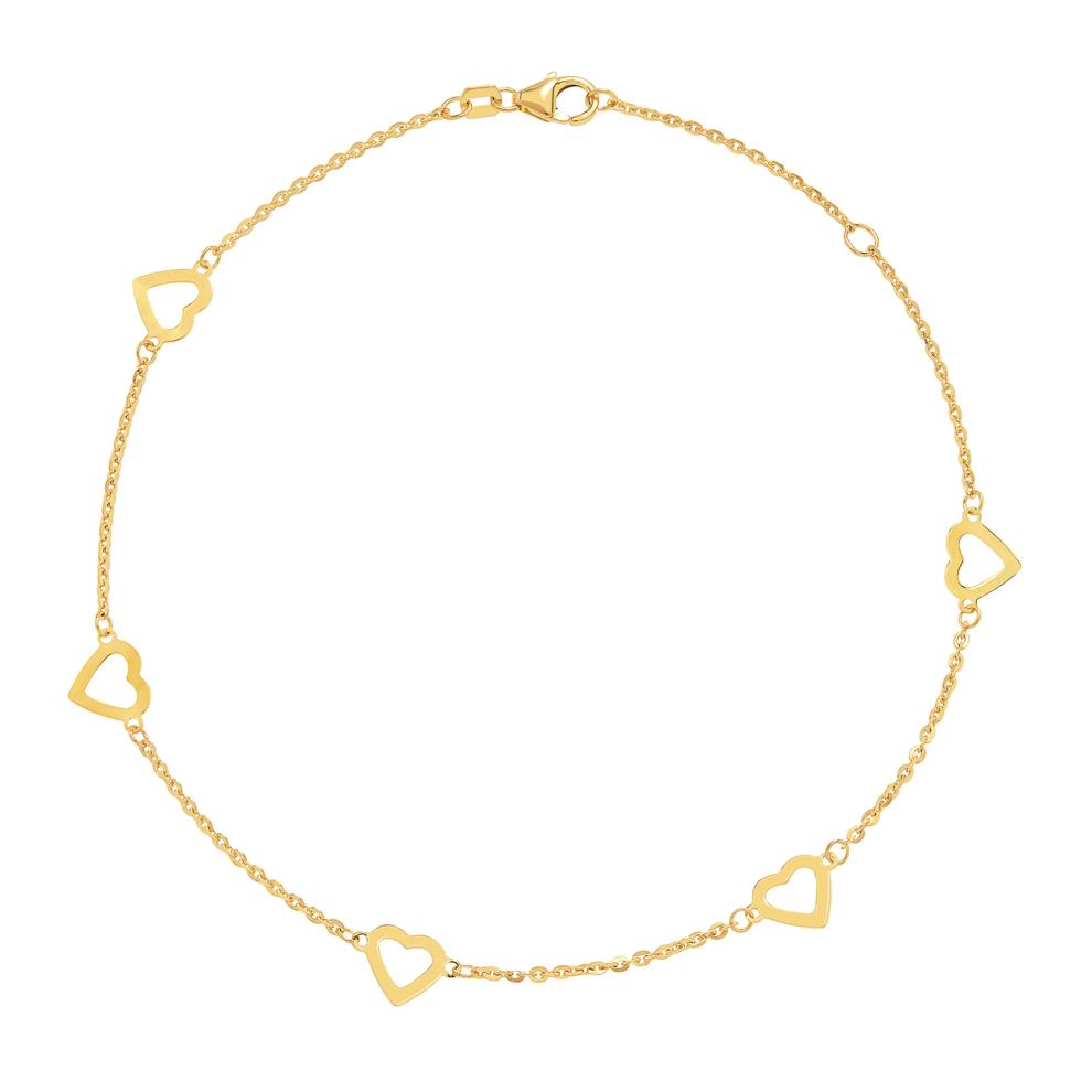 Open Heart Anklet in 10K Yellow Gold, 10" – Image 2 of 2