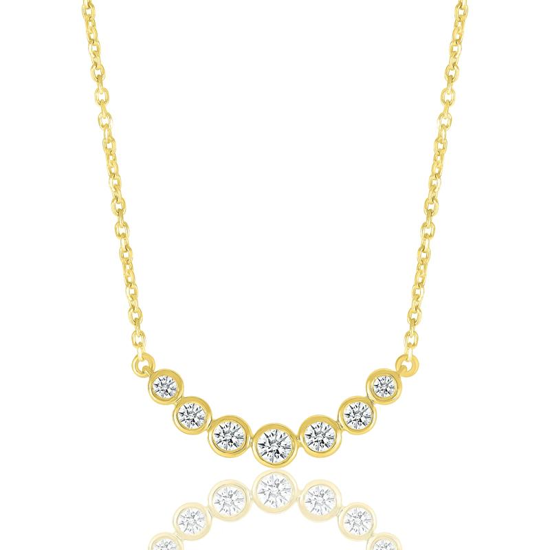 Diamond Bezel Smile Necklace in 10K Yellow Gold &#40;1/4 ct. tw.&#41; – Image 1 of 3