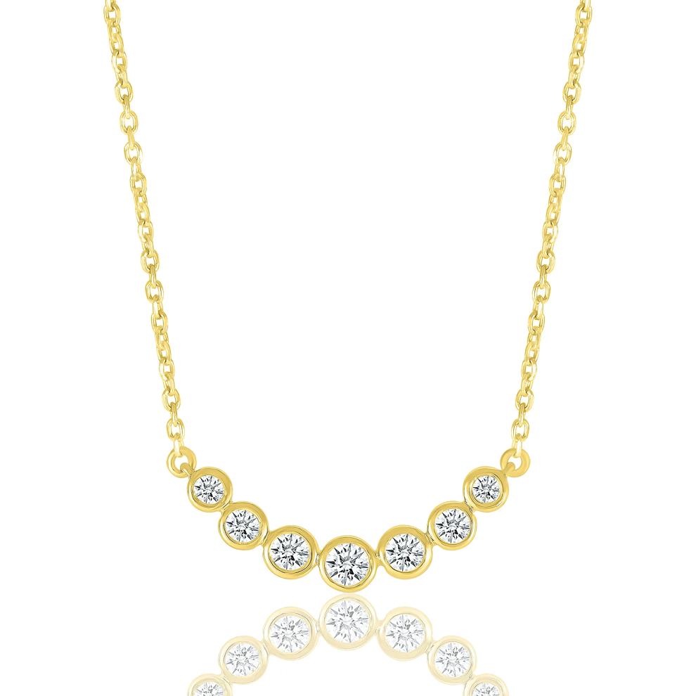 Diamond Bezel Smile Necklace in 10K Yellow Gold (1/4 ct. tw.) – Image 1 of 3