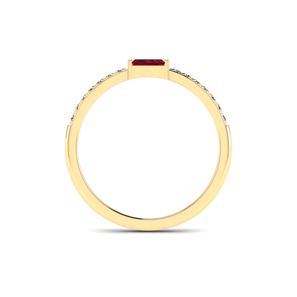 Ruby &amp; Diamond Stack Band in 10K Yellow Gold (1/10 ct. tw.) – Image 2 of 4