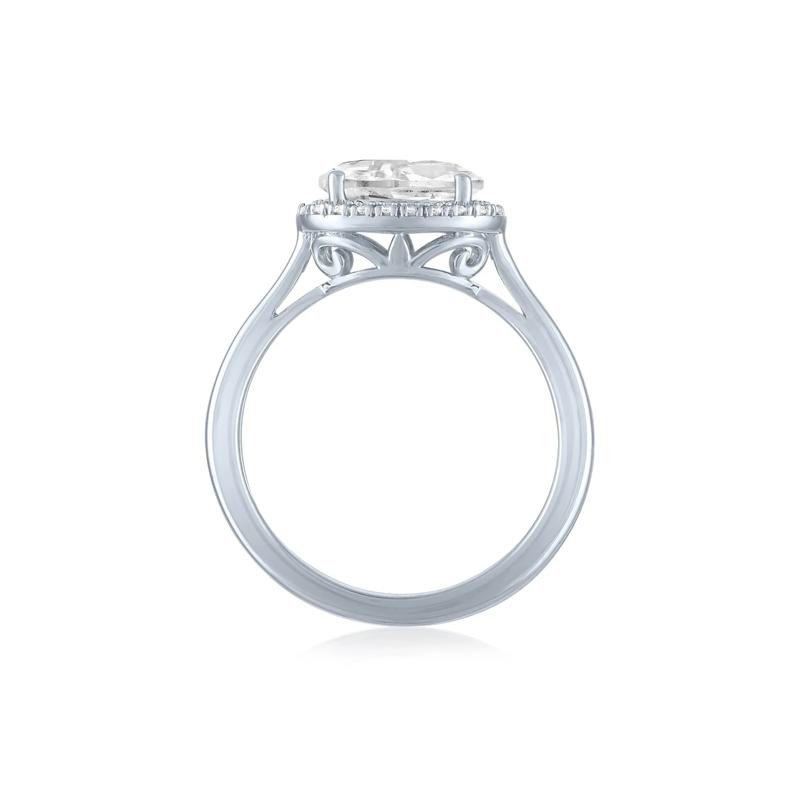 Lab-Created White Sapphire and Diamond Accent Halo Ring in Sterling Silver – Image 2 of 3