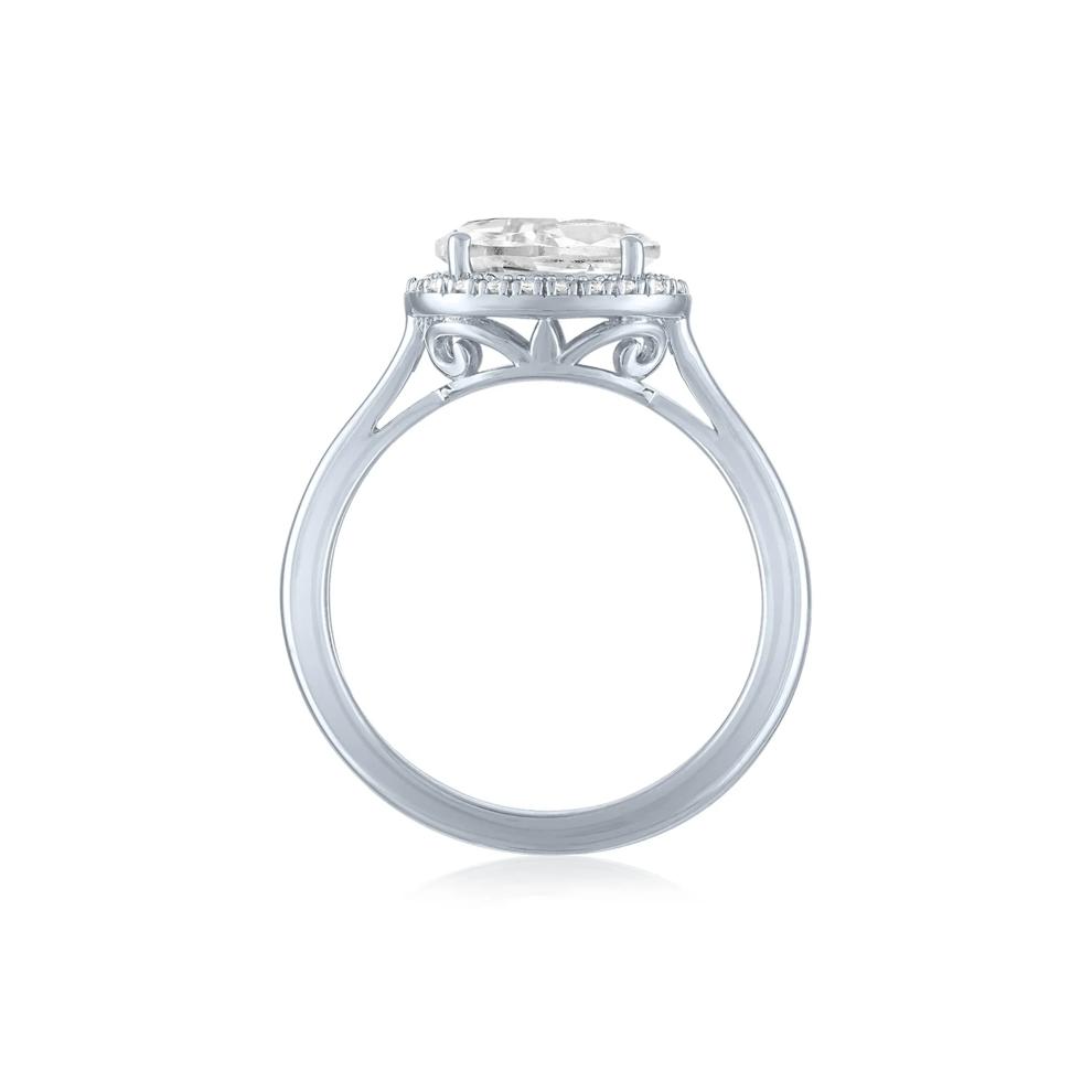 Lab-Created White Sapphire and Diamond Accent Halo Ring in Sterling Silver – Image 2 of 3