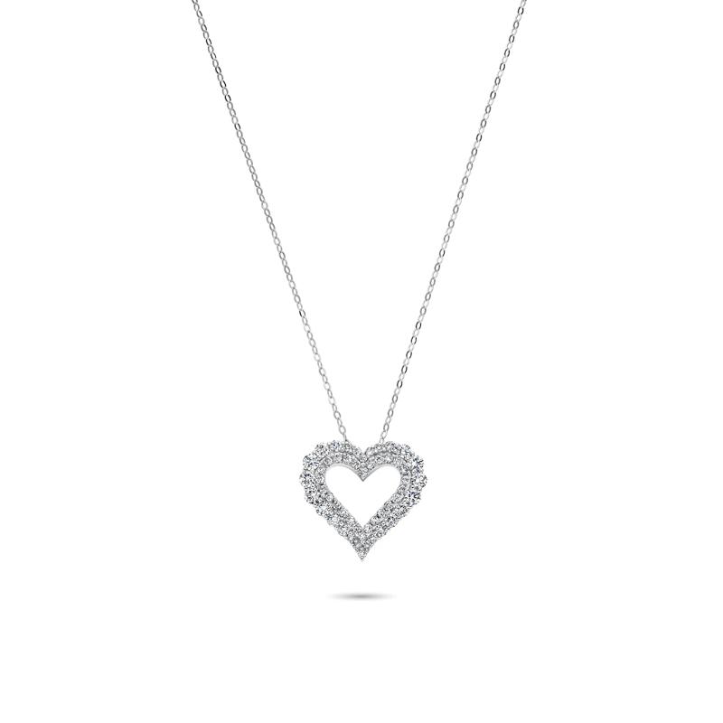 1 1/4 ct. tw. Lab Grown Diamond Heart Pendant in 14K White Gold – Image 1 of 4