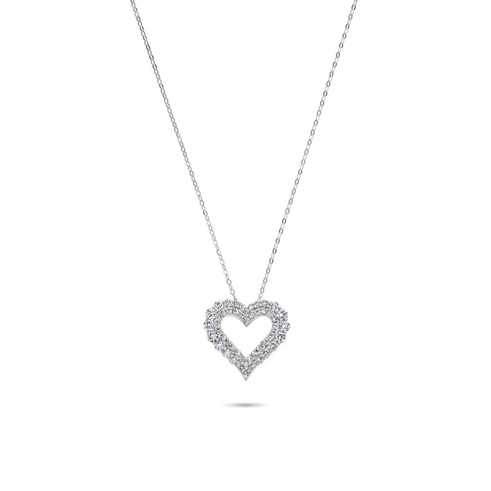 1 1/4 ct. tw. Lab Grown Diamond Heart Pendant in 14K White Gold – Image 1 of 4