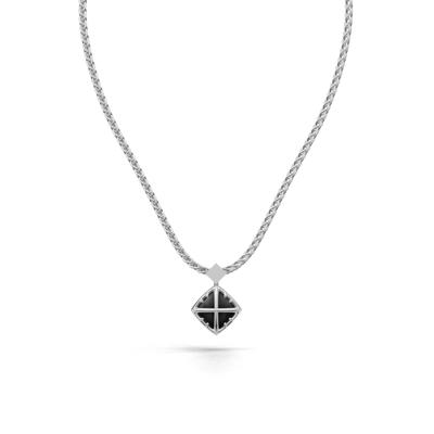 Men's Black Onyx Diamond-Shaped Arrow Design Pendant Necklace in Sterling Silver