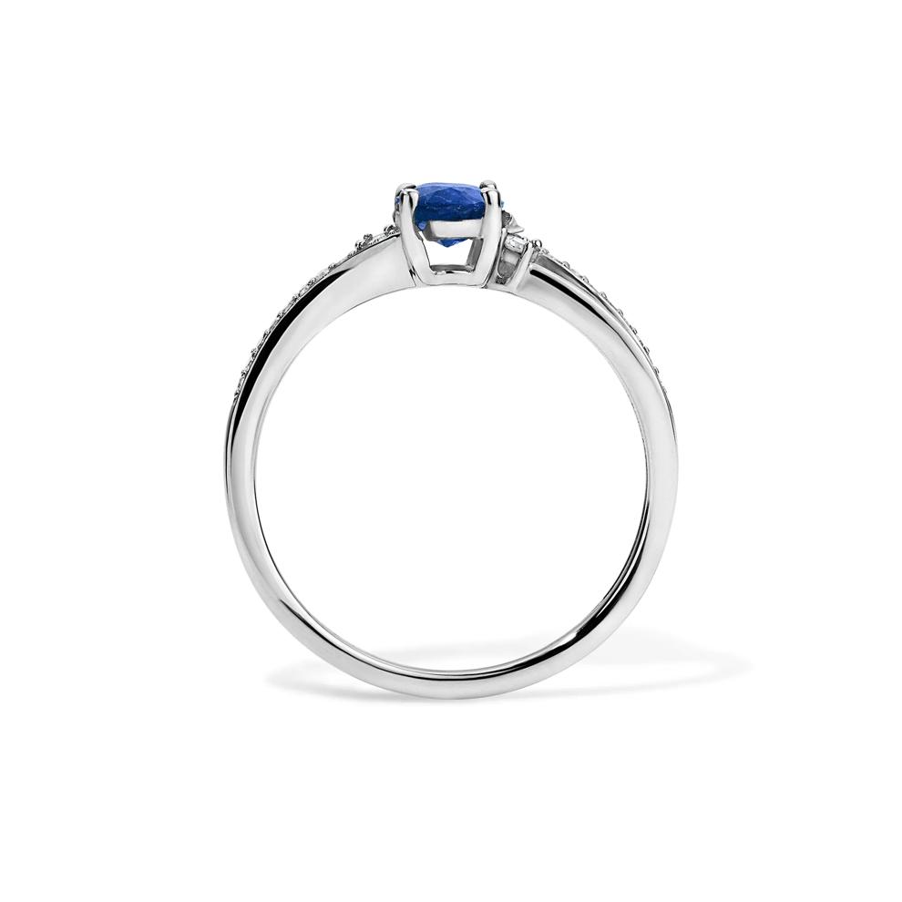 Oval Blue Sapphire &amp; Diamond Ring in 10K White Gold (1/8 ct. tw.) – Image 2 of 4