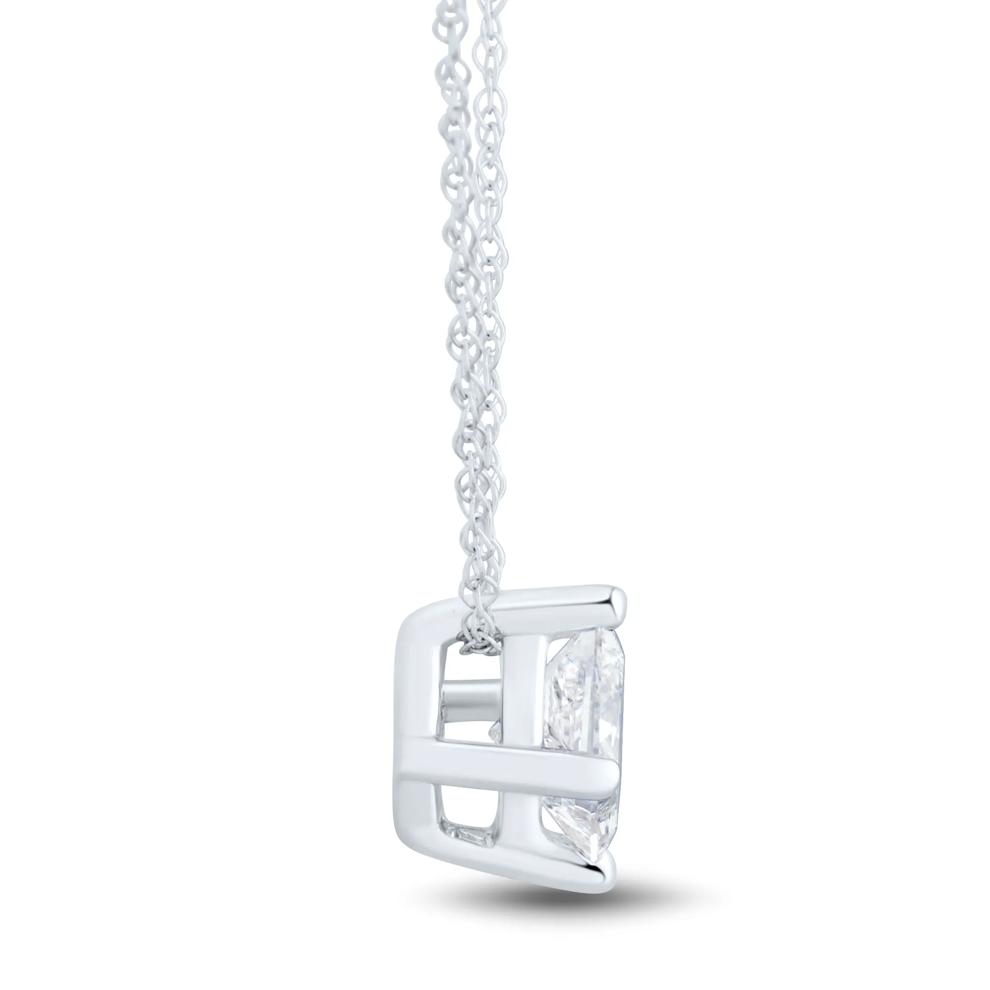 Lab Grown Diamond Princess-Cut Solitaire Pendant in 14K White Gold (1/2 ct. tw.)  – Image 2 of 4