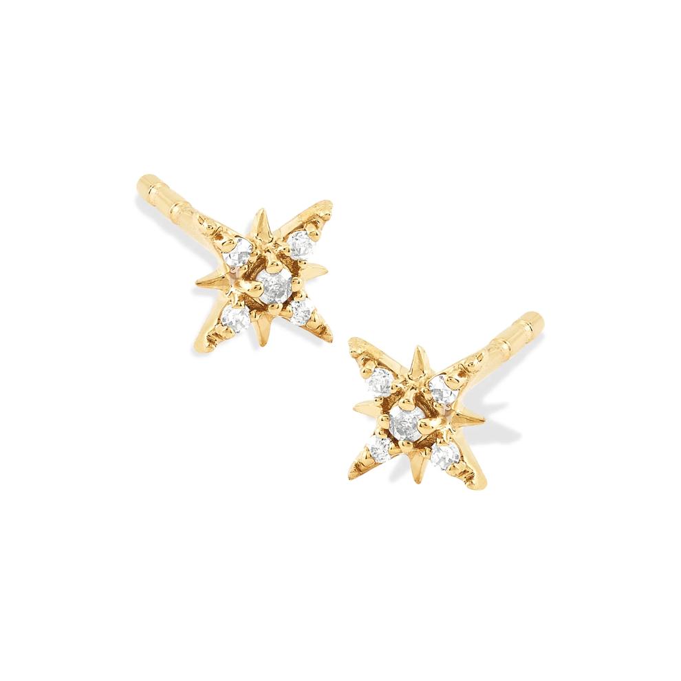 Diamond Accent Star Stud Earrings in 14K Yellow Gold – Image 1 of 2