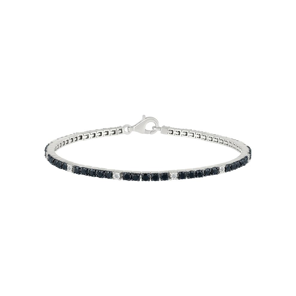 Black and White Diamond Tennis Bracelet in Sterling Silver (3 ct. tw.) – Image 1 of 2