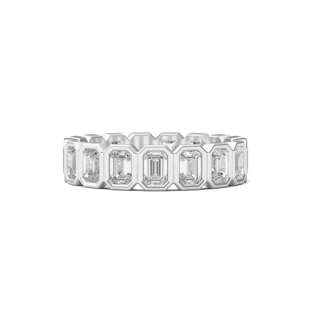 Emerald-Cut Lab Grown Diamond Bezel-Set Eternity Band in 14K White Gold (2 1/2 ct. tw.) – Image 1 of 3