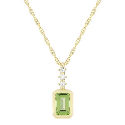 Peridot and Diamond Accent Pendant in 10K Yellow Gold