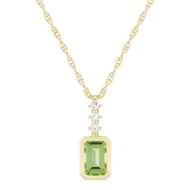 Peridot and Diamond Accent Pendant in 10K Yellow Gold – Image 1 of 3