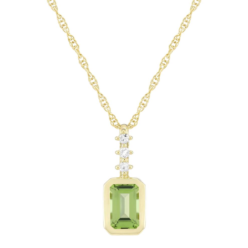 Peridot and Diamond Accent Pendant in 10K Yellow Gold – Image 1 of 3