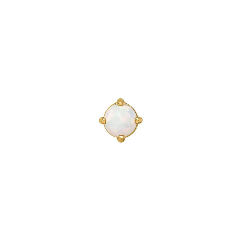 Cartilage-Friendly Lab-Created Opal Labret Stud in 14K Yellow Gold, 18 Gauge – Image 3 of 3