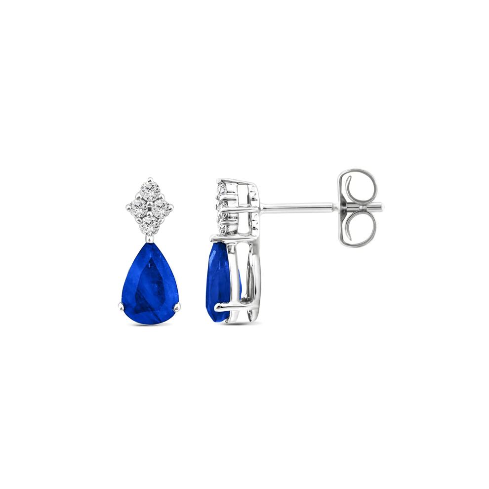 Blue Sapphire and Diamond Accent Earrings in 10K White Gold – Image 2 of 2
