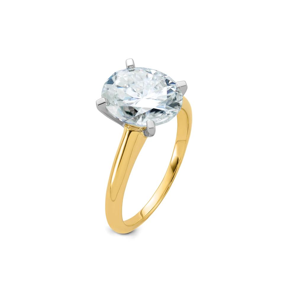 Lab-Created Moissanite Oval Solitaire Ring in 10K Yellow Gold (3 ct. dew) – Image 3 of 3