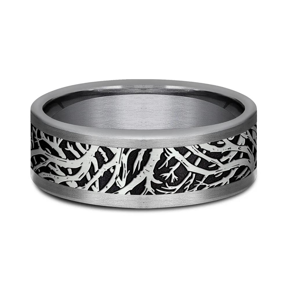 Men's Branch Pattern Band in Tantalum &amp; Black Titanium, 8MM – Image 1 of 3