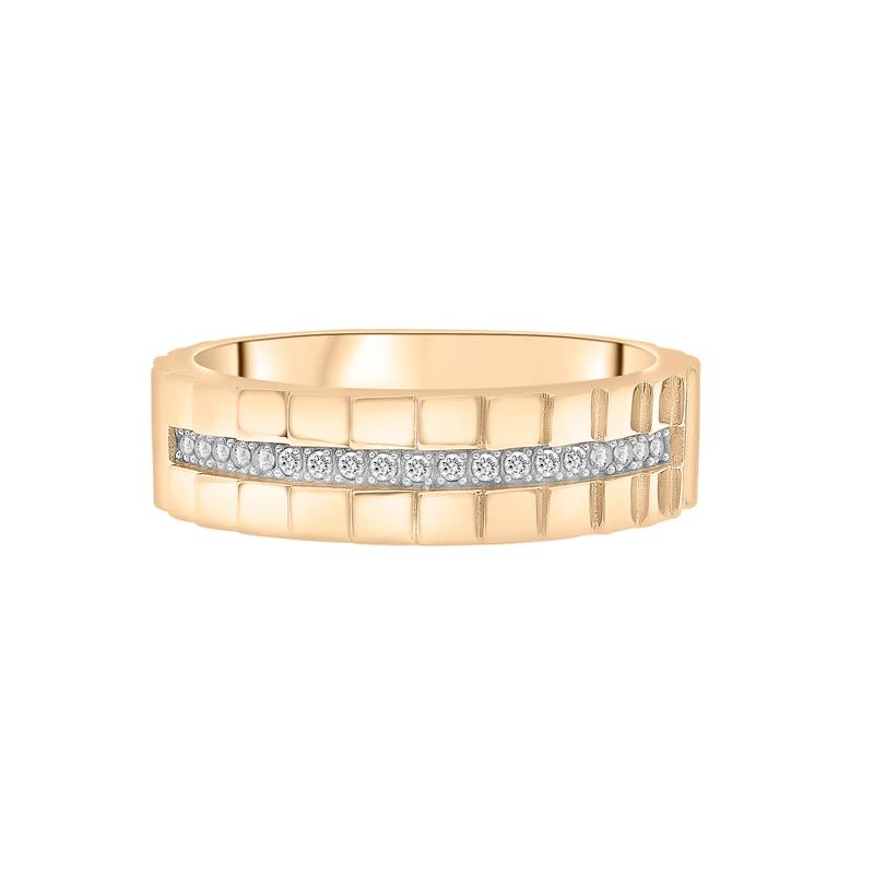 Ribbed Diamond Line Ring in Vermeil &#40;1/10 ct. tw.&#41; – Image 1 of 7