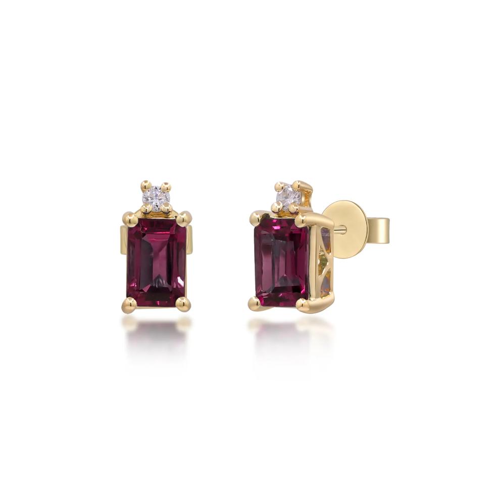 Garnet and Diamond Accent Earrings in 10K Yellow Gold – Image 1 of 3