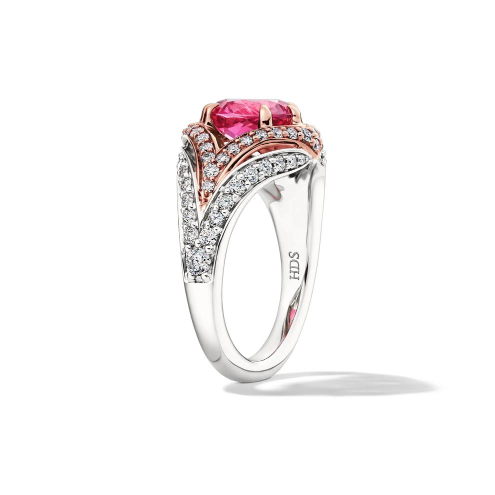 Oval Pink Spinel &amp; Diamond Halo in 14K White &amp; Yellow Gold (7/8 ct. tw.) – Image 2 of 2
