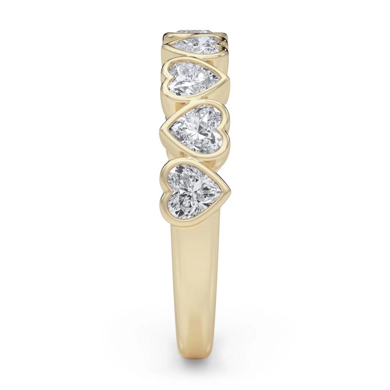 Lab Grown Diamond Heart Bezel Half Eternity Band in 14K Yellow Gold &#40;1 ct. tw.&#41; – Image 3 of 5