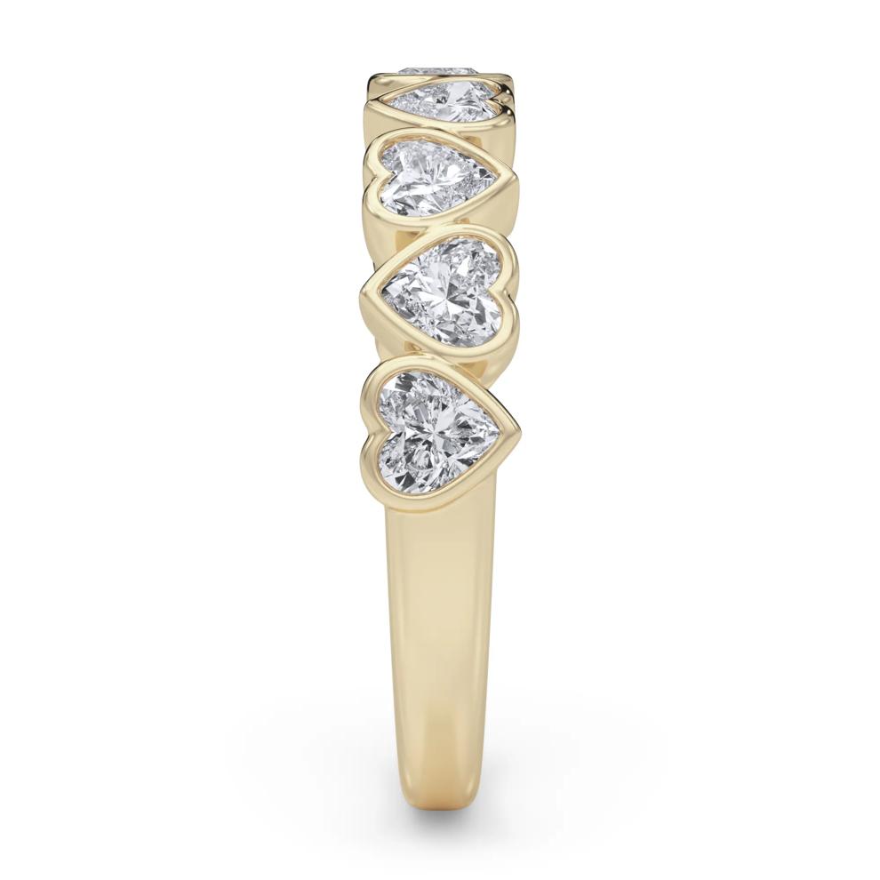 Lab Grown Diamond Heart Bezel Half Eternity Band in 14K Yellow Gold (1 ct. tw.) – Image 3 of 5