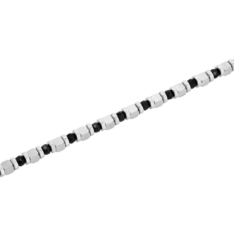 Men&#39;s Onyx Bead Bracelet in Stainless Steel – Image 2 of 5
