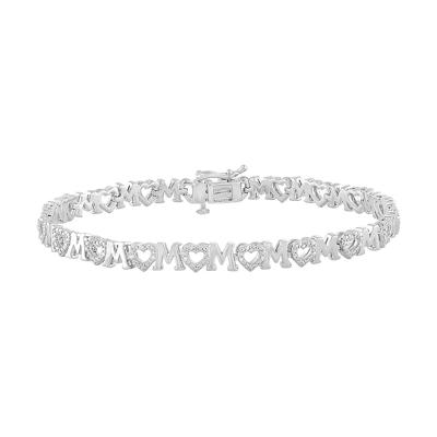 1/10 ct. tw. Diamond Mom Heart Bracelet in Sterling Silver