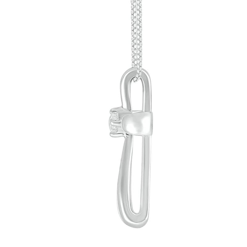 Diamond Accent Puff Cross Pendant in Sterling Silver – Image 2 of 3