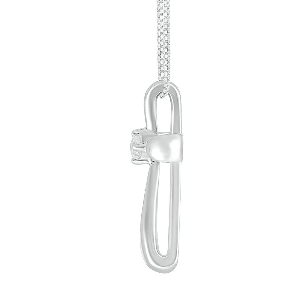 Diamond Accent Puff Cross Pendant in Sterling Silver – Image 2 of 3