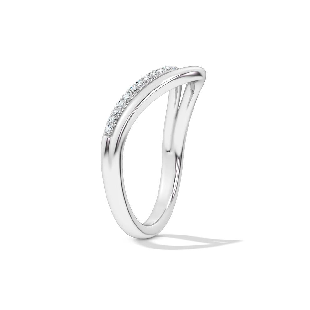 Lab Grown Diamond Double Row Contour Band in 10K White Gold (1/8 ct. tw.) – Image 3 of 4