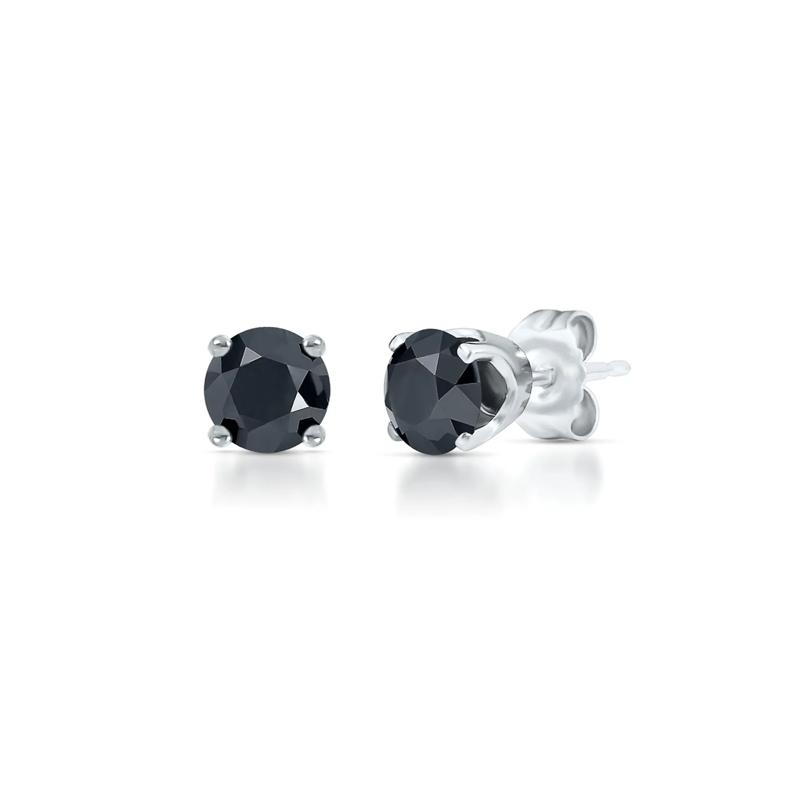 2 ct. tw. Black Diamond Stud Earrings in 14K White Gold – Image 1 of 3
