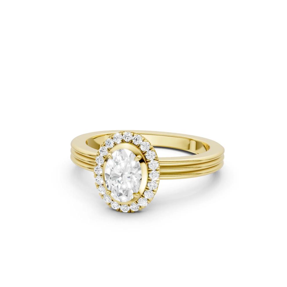 Diamond Oval Halo Engagement Ring in 14K Yellow Gold (5/8 ct. tw.) – Image 2 of 5