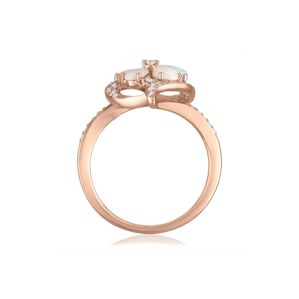 Opal and Diamond Flower Ring in 14K Rose Gold (1/3 ct. tw.) – Image 2 of 3