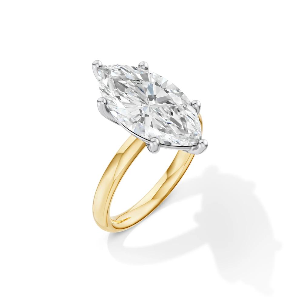 Lab Grown Diamond Marquise Solitaire Engagement Ring in 14K Yellow &amp; White Gold (5 ct.) – Image 2 of 4