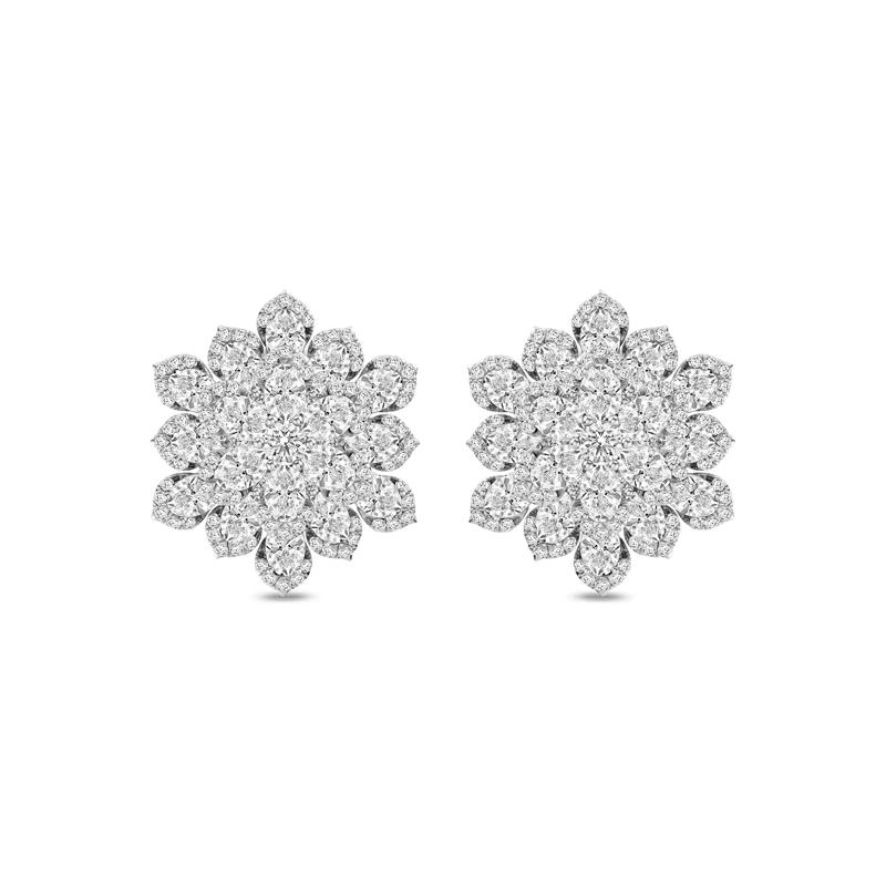 Lab Grown Diamond Cluster Earrings in 14K White Gold &#40;10 3/4 ct. tw.&#41; – Image 2 of 3
