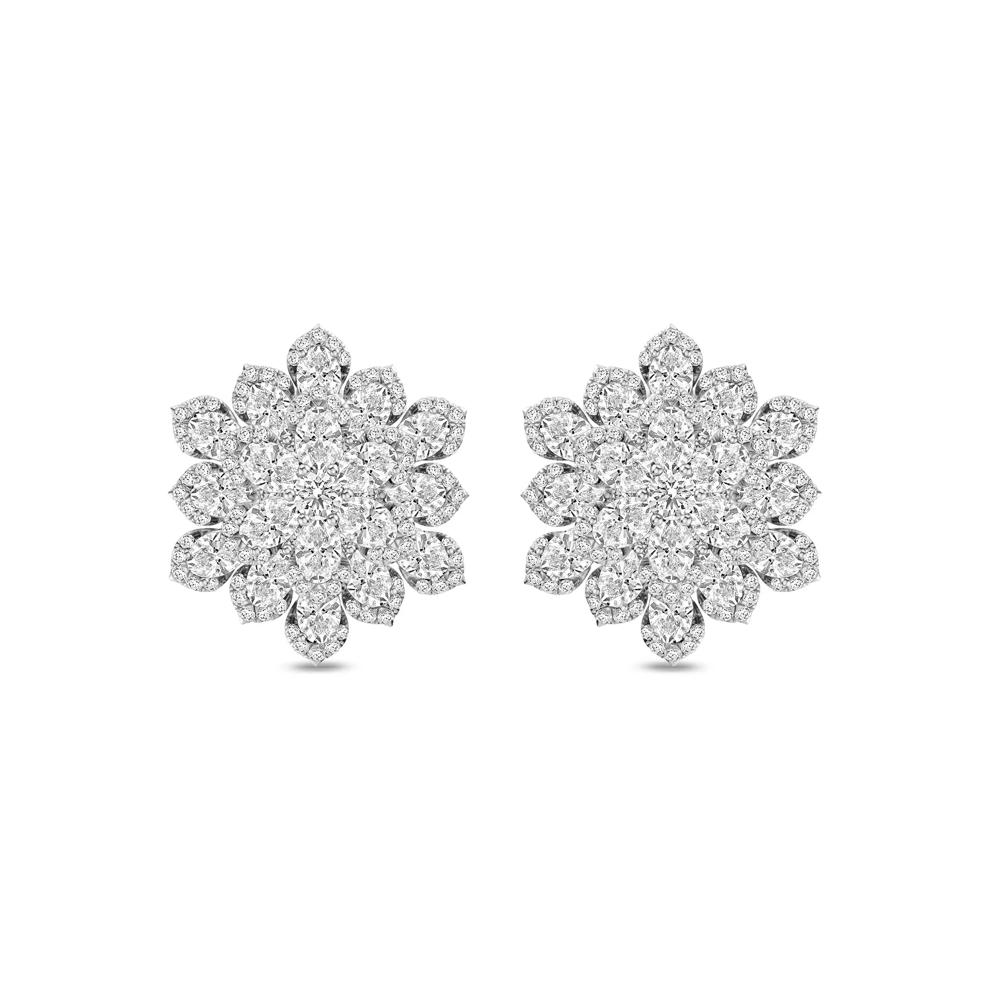 Lab Grown Diamond Cluster Earrings in 14K White Gold (10 3/4 ct. tw.) – Image 2 of 3