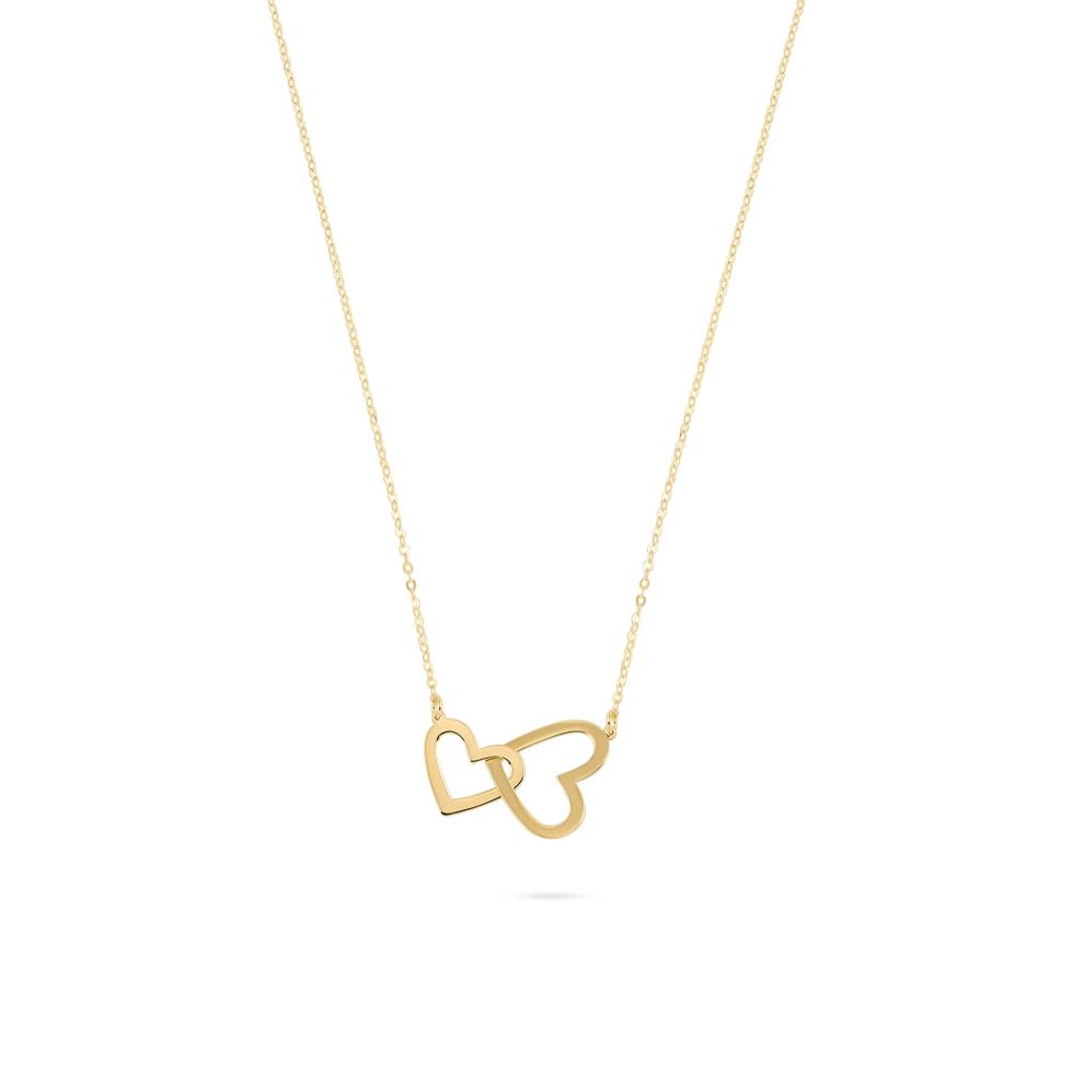 Interlocking Heart Pendant Necklace in 10K Yellow Gold – Image 1 of 4