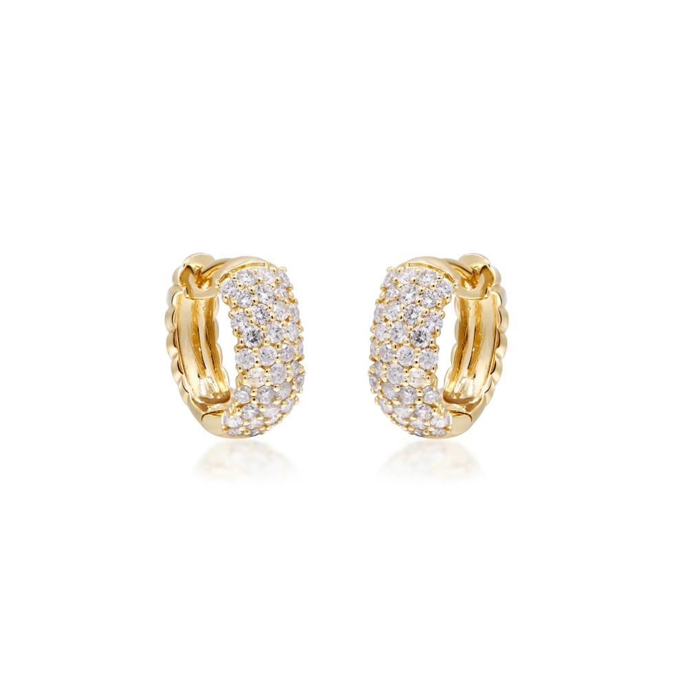 Diamond Reversible Hoop Earrings in 10K Yellow Gold (1 ct. tw.) – Image 3 of 3