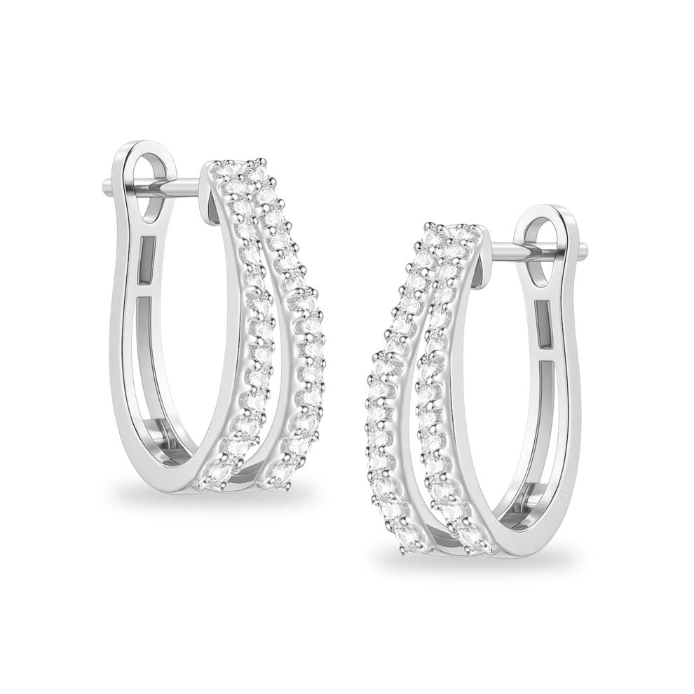 Diamond Double Hoop Earrings in Sterling Silver (1/4 ct. tw.) – Image 1 of 2